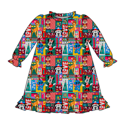 Jolly Patchwork Emerald Long Sleeve Lounge Dress - Bamboo - Pre Order - Christmas Special
