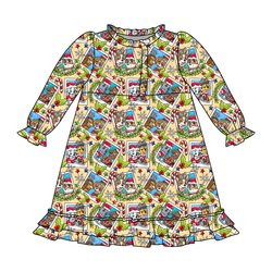 Paws & Claus Emerald Long Sleeve Lounge Dress - Bamboo - Pre Order - Christmas Special