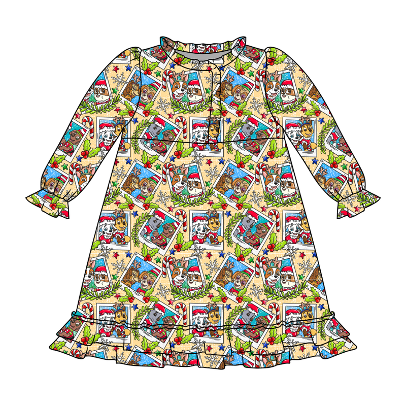 Paws & Claus Emerald Long Sleeve Lounge Dress - Bamboo - Pre Order - Christmas Special
