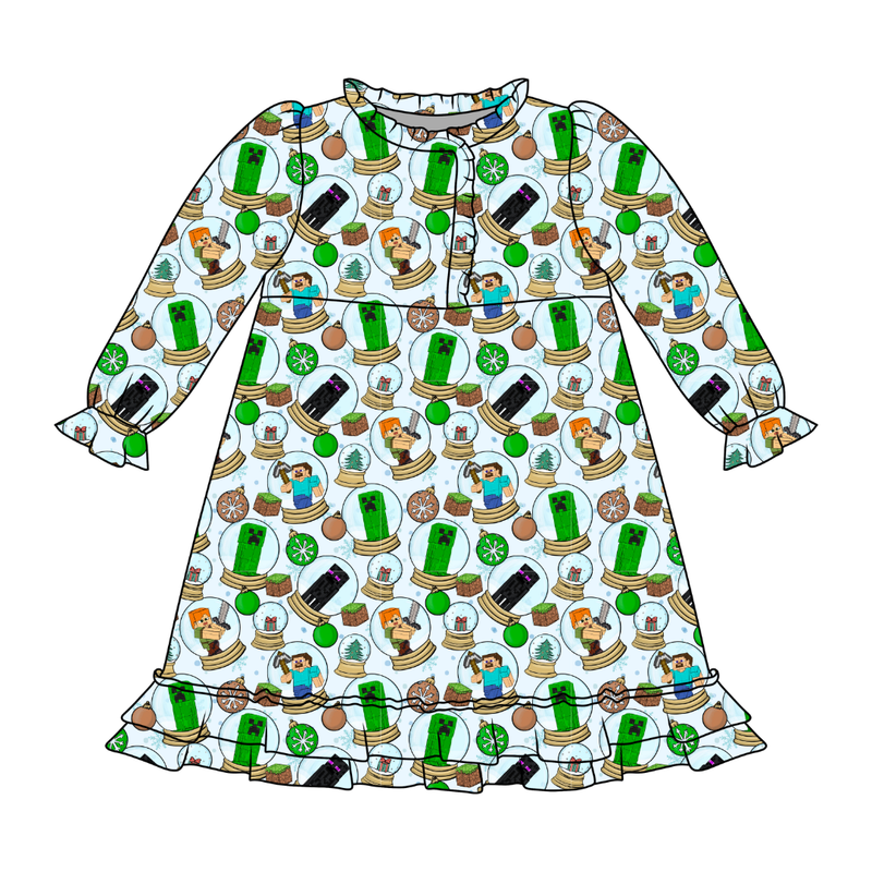 Christmas Crafts Emerald Long Sleeve Lounge Dress - Knit - Pre Order - Christmas Special