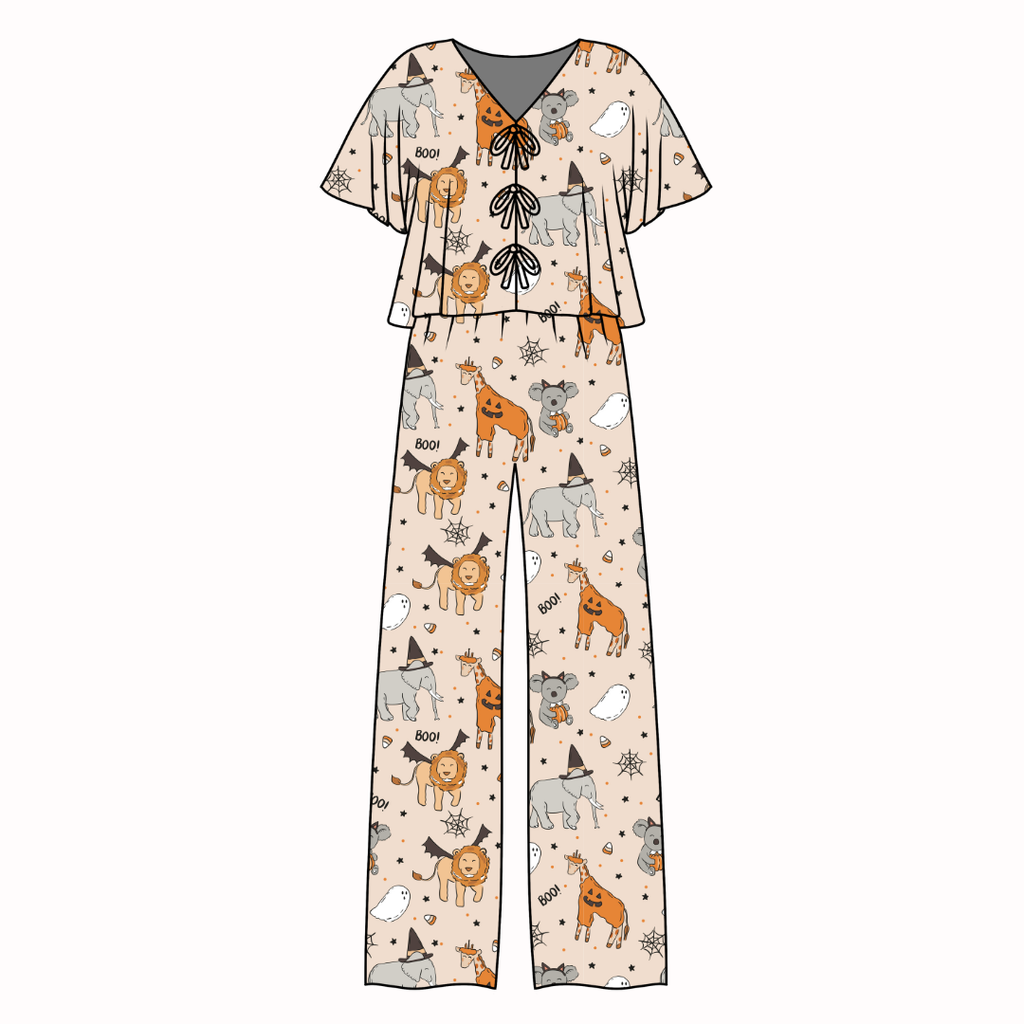 Boo At The Zoo - Lollipop Women's Front Tie Set Bamboo - Pre Order