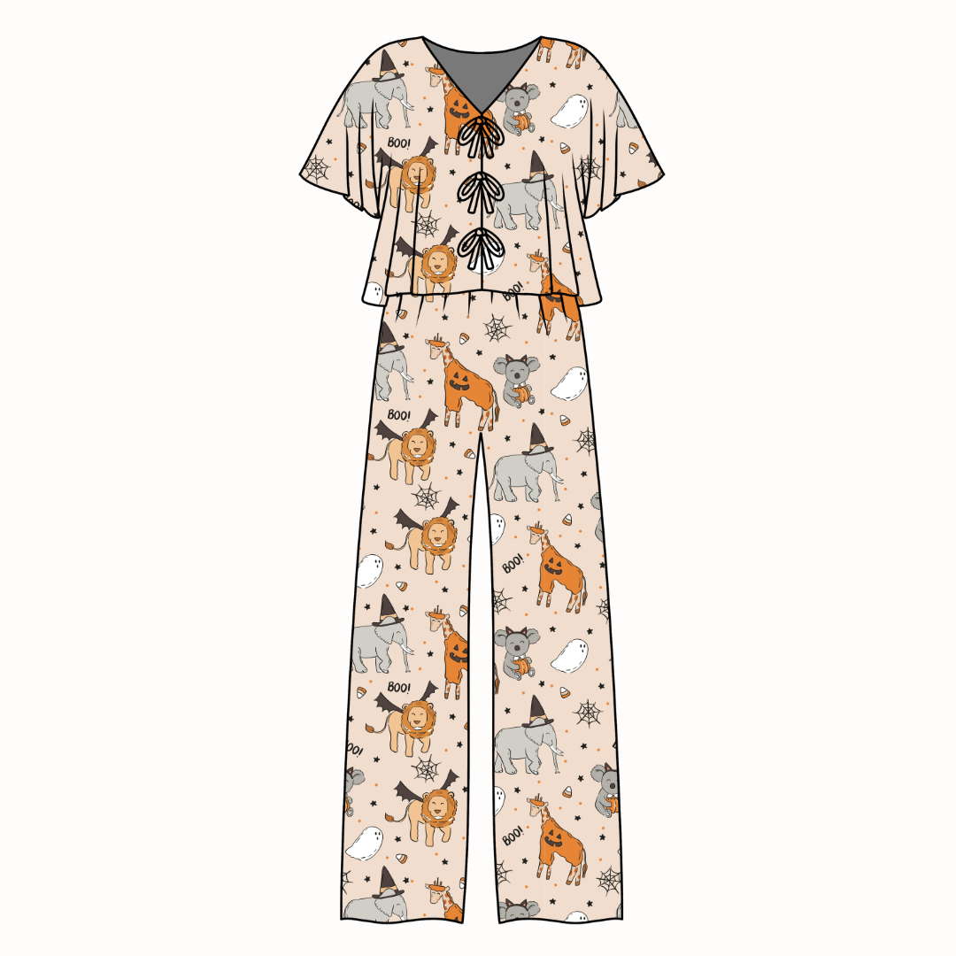 Boo At The Zoo - Lollipop Women's Front Tie Set Bamboo - Pre Order