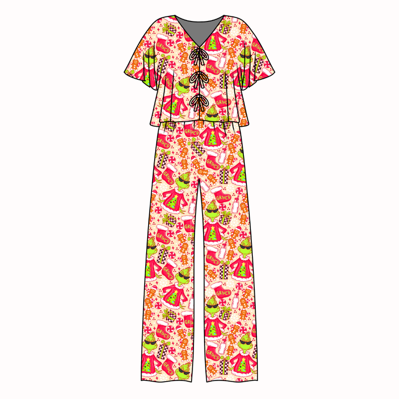 Baking Spirits Bright Lollipop Women's Front Tie Pants Set - Bamboo - Pre Order - Christmas Special