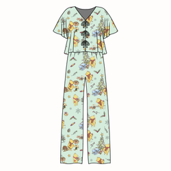 Woodland Christmas Wishes Lollipop Women's Front Tie Pants Set - Bamboo - Pre Order - Christmas Special