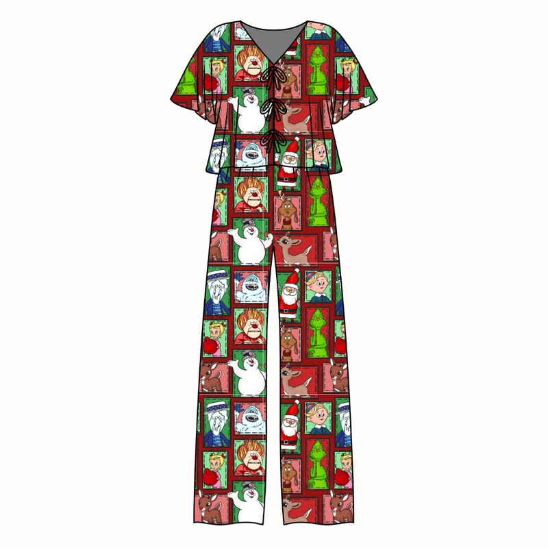 Christmas through the Years Lollipop Women's Front Tie Pants Set - Bamboo - Pre Order - Christmas Special