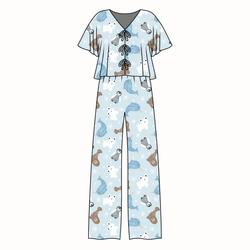 Snowy Sidekicks Lollipop Women's Front Tie Pants Set - Bamboo - Pre Order - Christmas Special