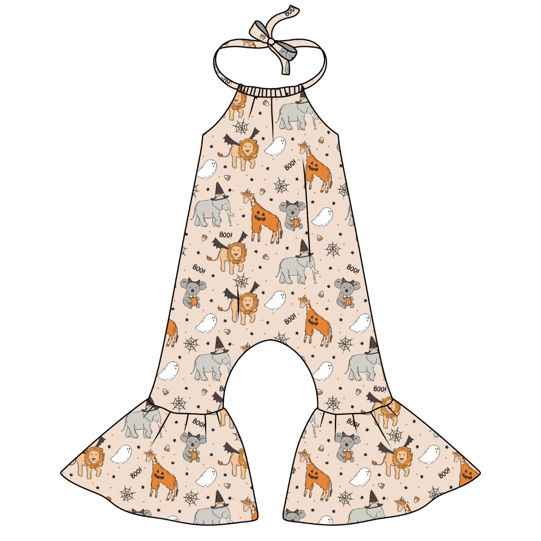 Boo At The Zoo - Stardust Bellbottom Halter Romper Knit - PRE ORDER