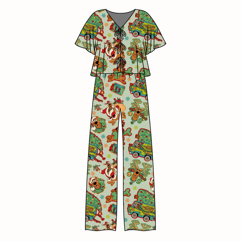 Christmas Mystery Lollipop Women's Front Tie Pants Set - Bamboo - Pre Order - Christmas Special
