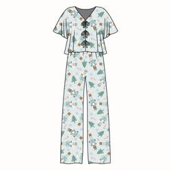 Christmas Kingdom Lollipop Women's Front Tie Pants Set - Bamboo - Pre Order - Christmas Special