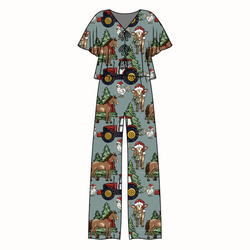 Farmhouse Christmas Lollipop Women's Front Tie Pants Set - Bamboo - Pre Order - Christmas Special