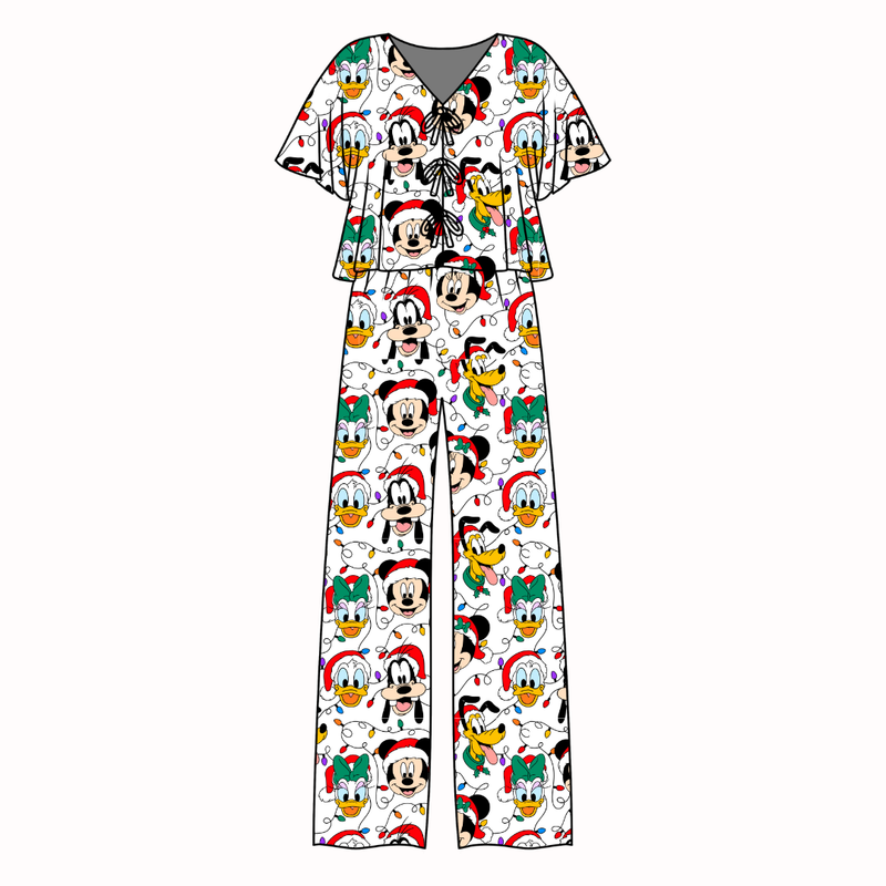 Jolly Holiday Crew Lollipop Women's Front Tie Pants Set - Bamboo - Pre Order - Christmas Special