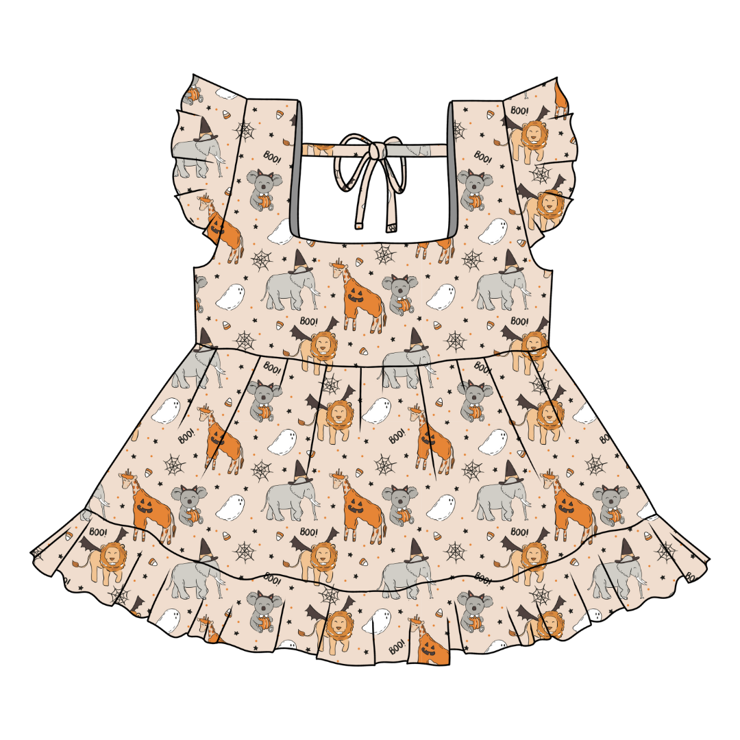 Boo At The Zoo - Sadie Tie Back Ruffle Top - PRE ORDER