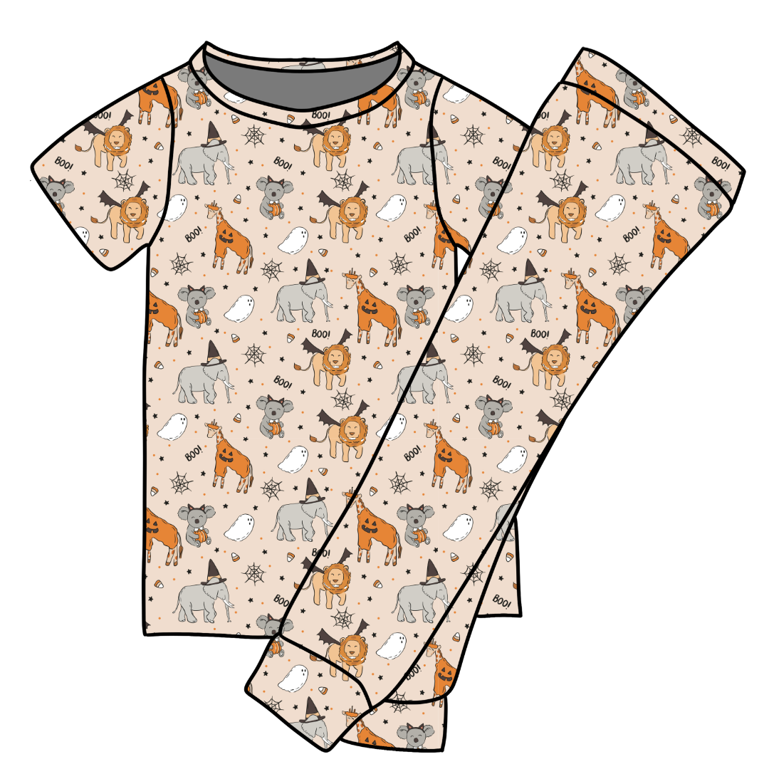 Boo At The Zoo Cozy Bamboo Short Sleeve Pants Set - PRE ORDER