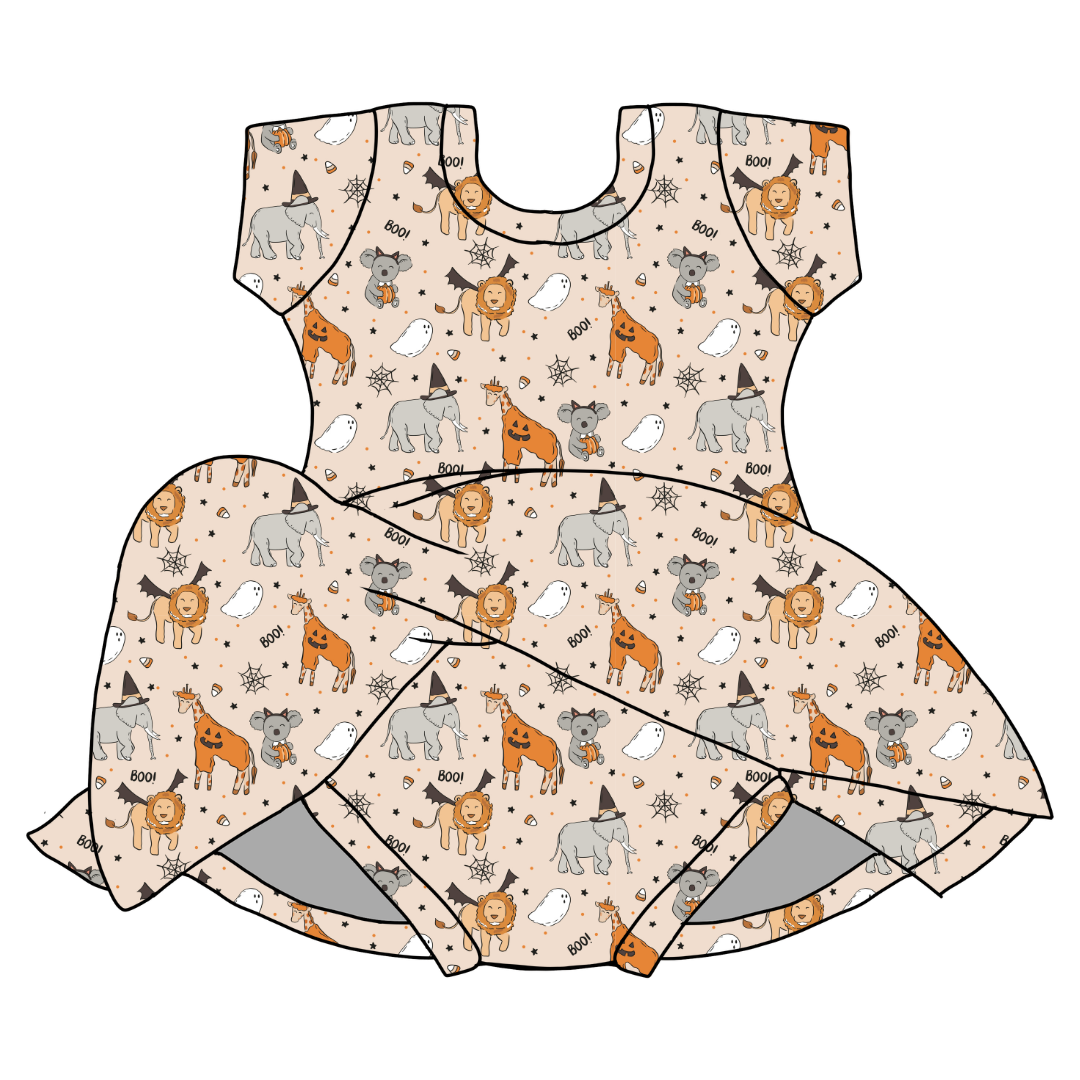 Boo At The Zoo - Chic Short sleeve Skirted Leotard Knit - PRE ORDER