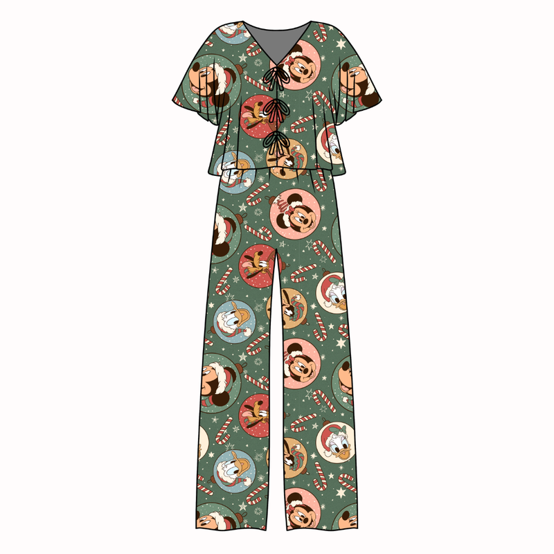 Main St Magic Lollipop Women's Front Tie Pants Set - Bamboo - Pre Order - Christmas Special