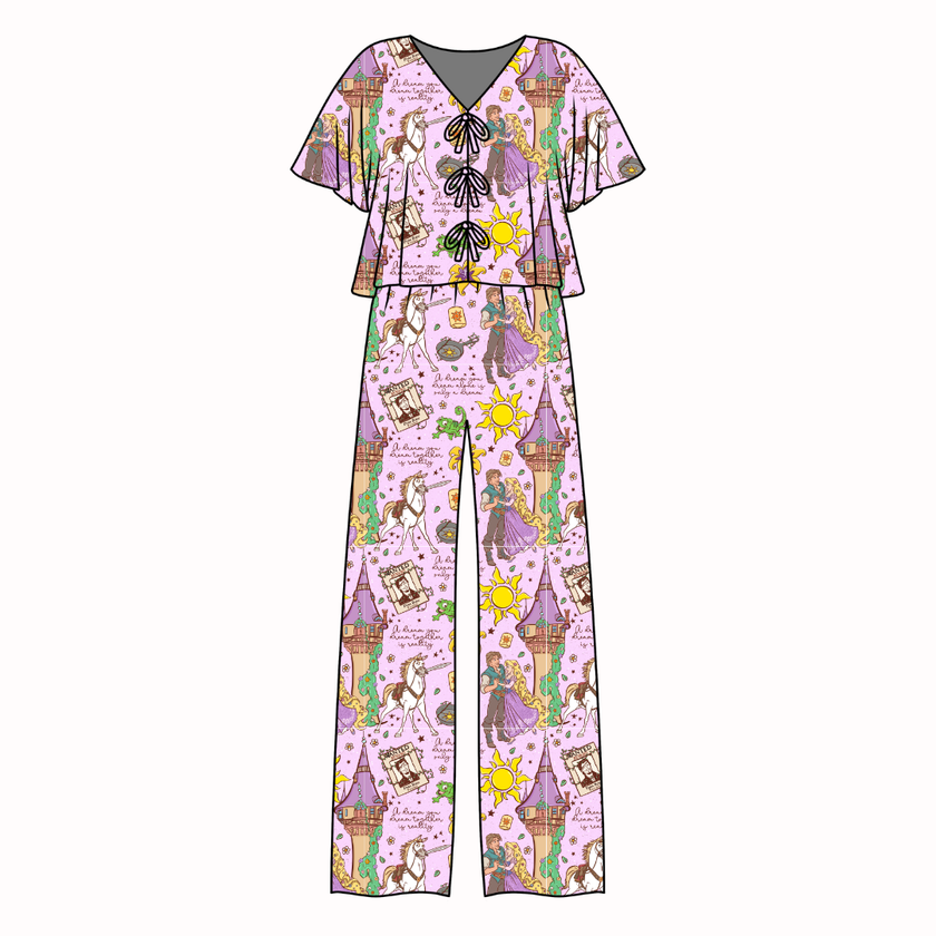 Floating Lights Lollipop Women's Front Tie Set Bamboo - Pre Order