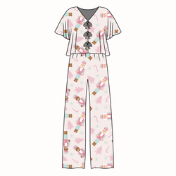 Sugarplum Lollipop Women's Front Tie Pants Set - Bamboo - Pre Order - Christmas Special