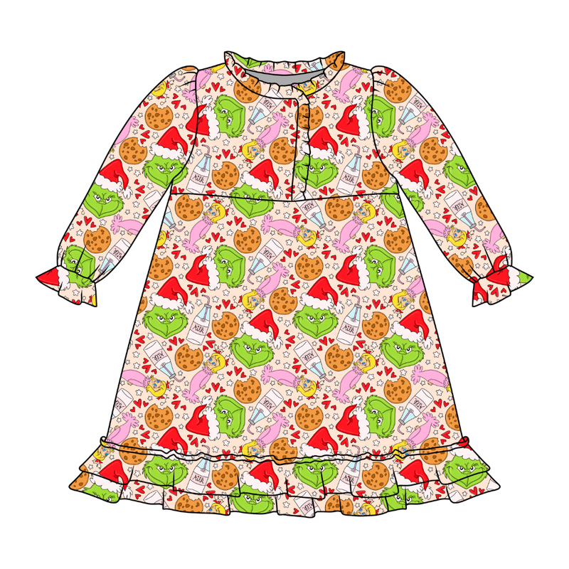 Heart of Whoo Ville Emerald Long Sleeve Lounge Dress - Bamboo - Pre Order - Christmas Special
