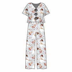 Jolly Snowman - Blue Lollipop Women's Front Tie Pants Set - Bamboo - Pre Order - Christmas Special
