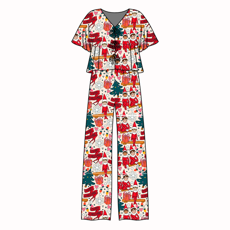 Milk & Mischief Lollipop Women's Front Tie Pants Set - Bamboo - Pre Order - Christmas Special