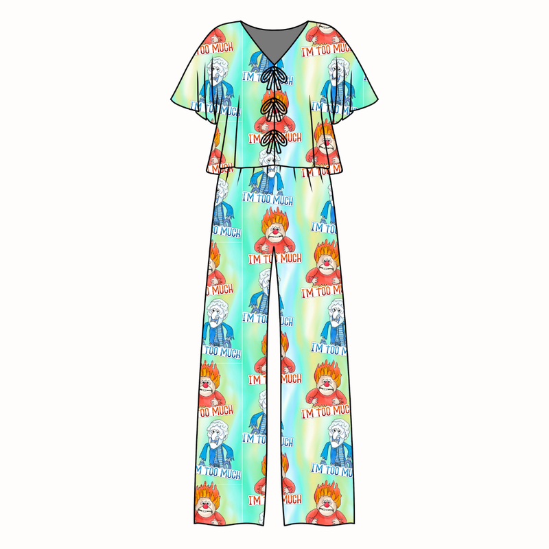 Too Much Christmas Lollipop Women's Front Tie Pants Set - Bamboo - Pre Order - Christmas Special