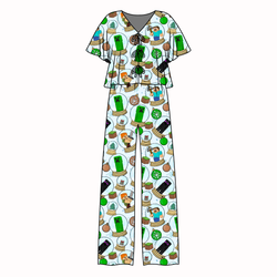 Christmas Crafts Lollipop Women's Front Tie Pants Set - Bamboo - Pre Order - Christmas Special
