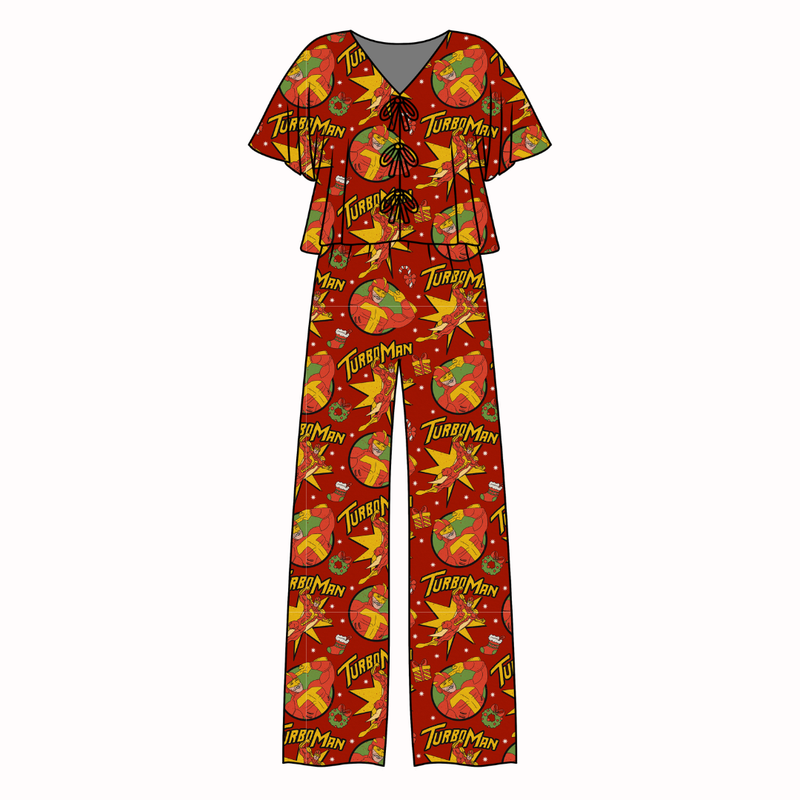 Turbo Lollipop Women's Front Tie Pants Set - Bamboo - Pre Order - Christmas Special