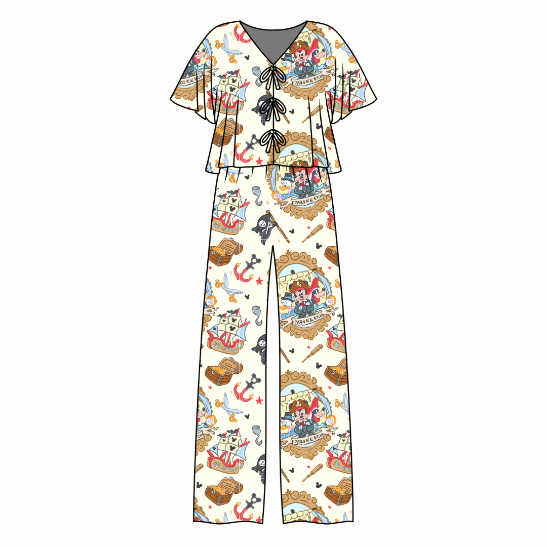Ahoy, Matey! Lollipop Women's Front Tie Set Bamboo - Pre Order