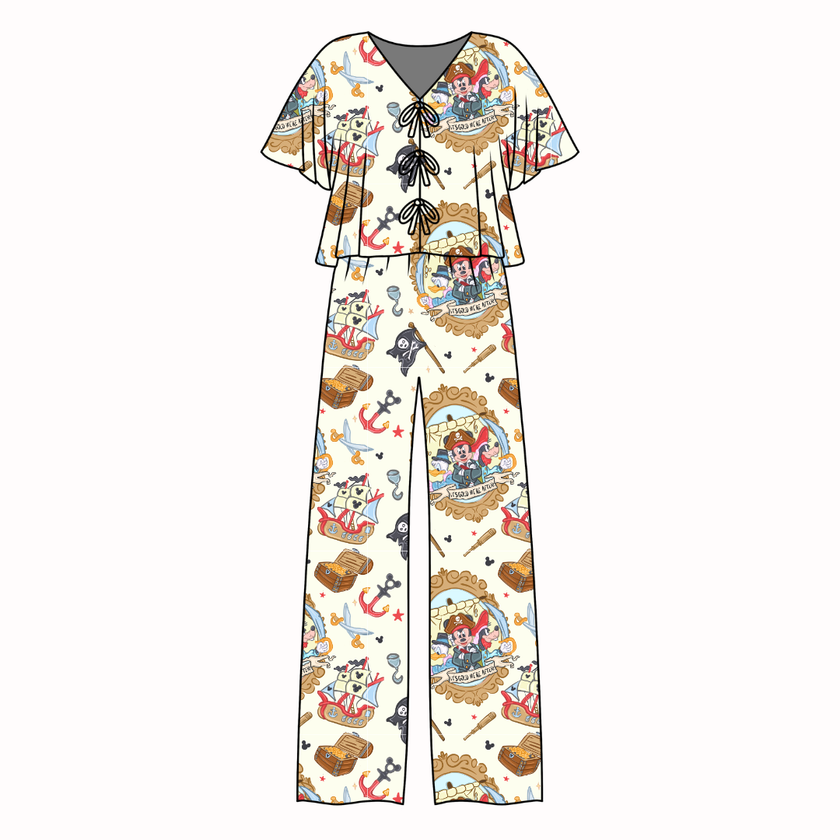 Ahoy, Matey! Lollipop Women's Front Tie Set Bamboo - Pre Order