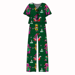 Dino Days of Christmas Lollipop Women's Front Tie Pants Set - Bamboo - Pre Order - Christmas Special