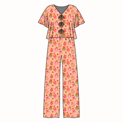 Bubblegum Bells Lollipop Women's Front Tie Pants Set - Bamboo - Pre Order - Christmas Special