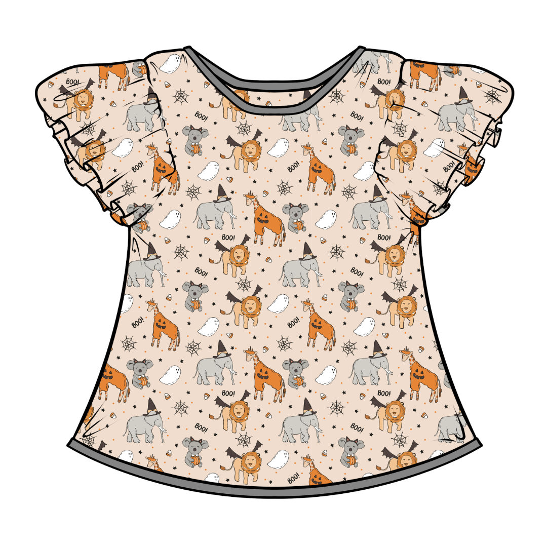 Boo At The Zoo Moon Short Sleeve Flutter Bamboo Shirt - PRE ORDER