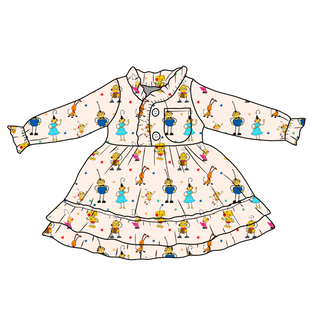 Playtime Pals Emerald Bamboo Long Sleeve Lounge Dress - PRE ORDER