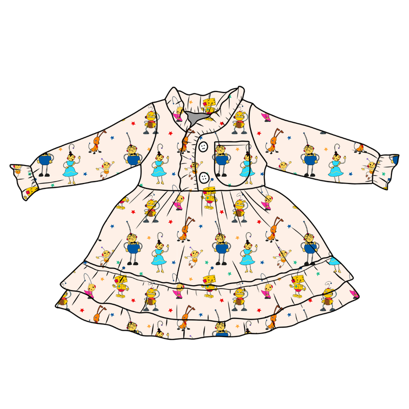 Playtime Pals Emerald Bamboo Long Sleeve Lounge Dress - PRE ORDER