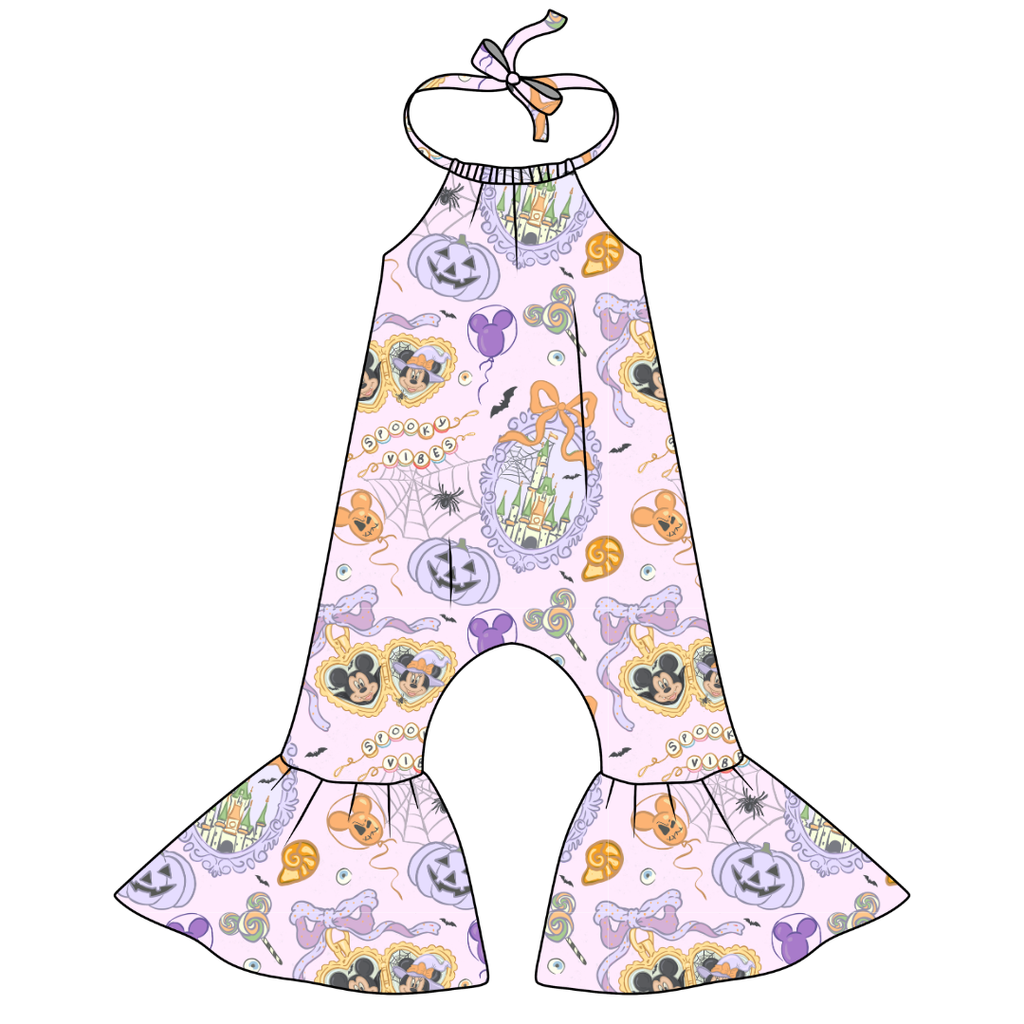 Too Cute Too Spook - Stardust Bellbottom Halter Romper Knit - PRE ORDER