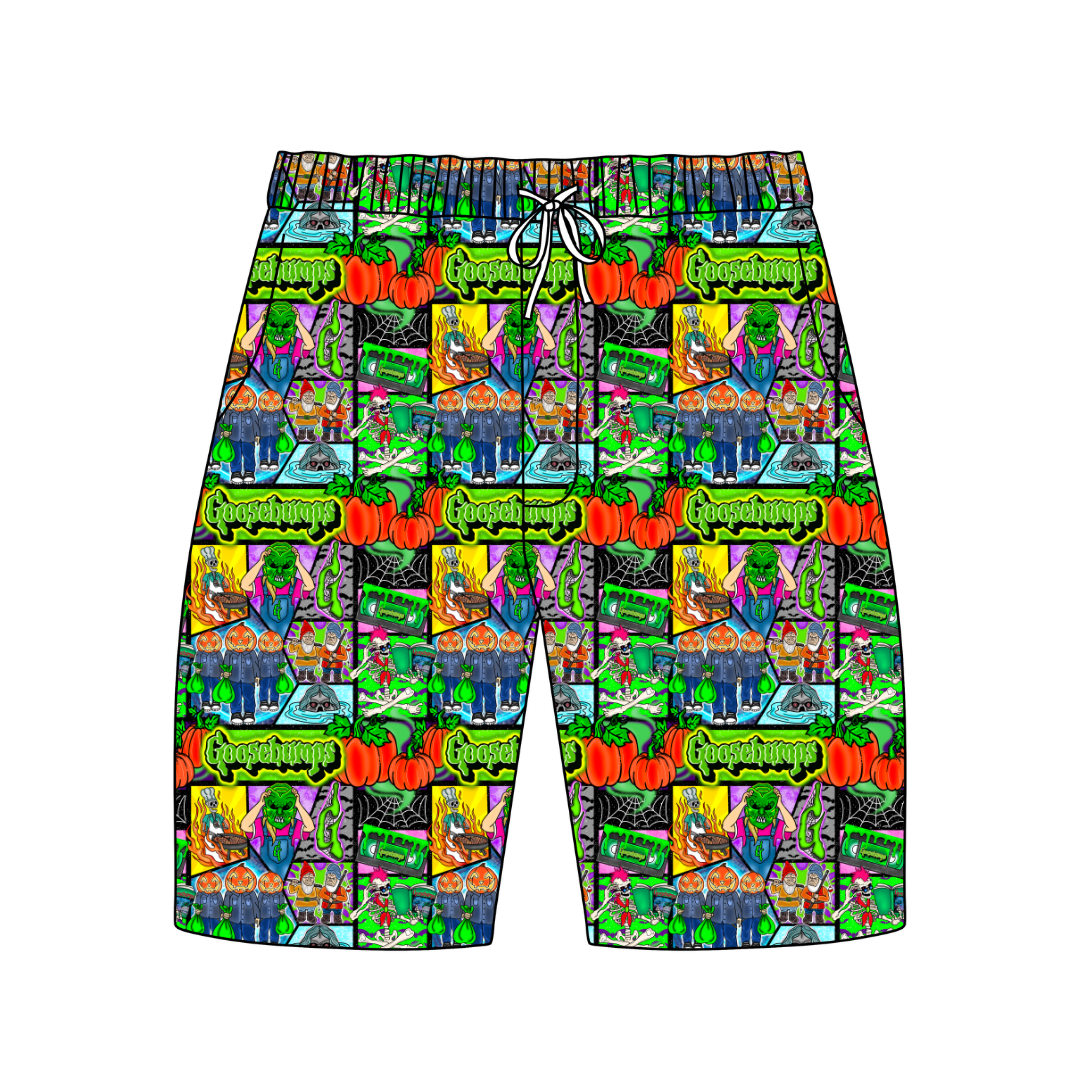 Bedtime Spooks Chill Extended Length Adult Pajama Bamboo Shorts - Pre Order