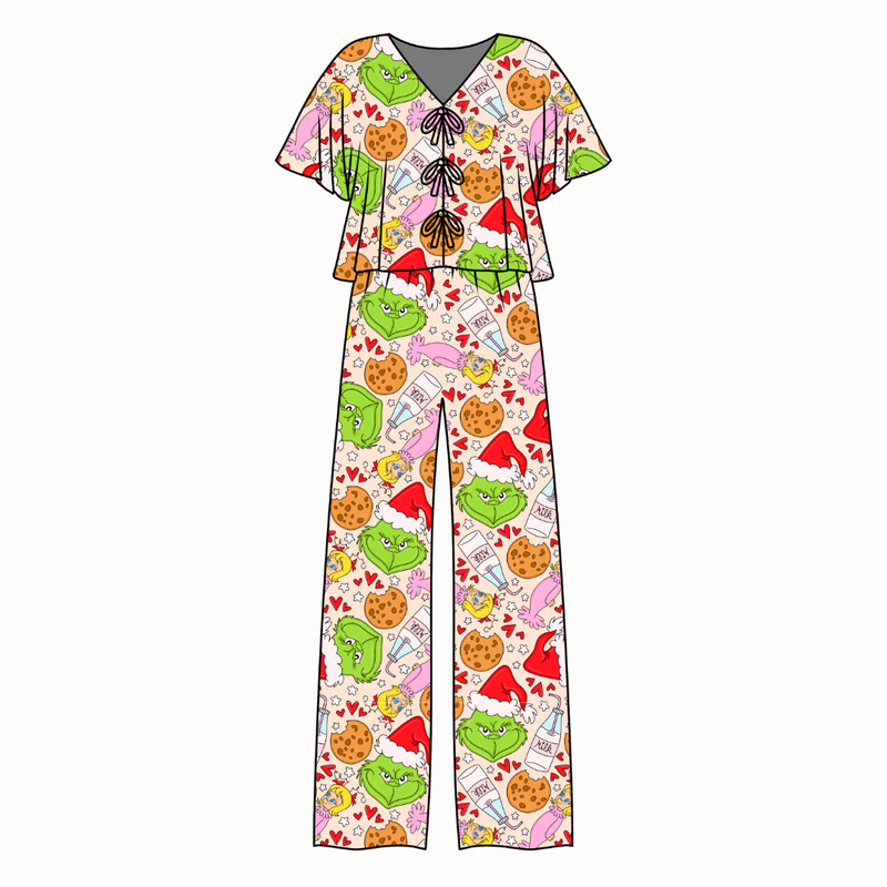 Heart of Whoo Ville Lollipop Women's Front Tie Pants Set - Bamboo - Pre Order - Christmas Special