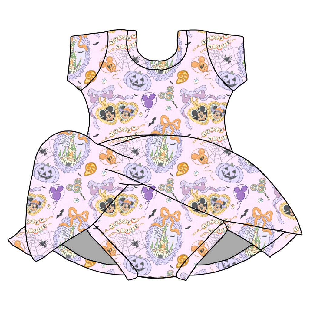 Too Cute Too Spook Charming Short Sleeve Skirted Leotard - PRE ORDER