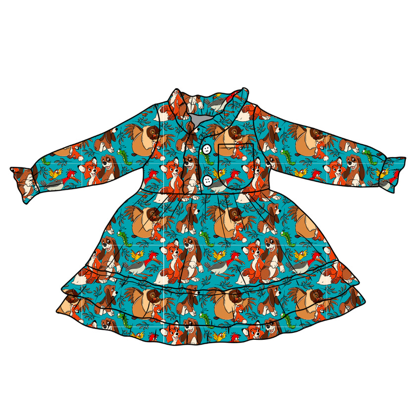 Friends Forever Emerald Bamboo Long Sleeve Lounge Dress - PRE ORDER