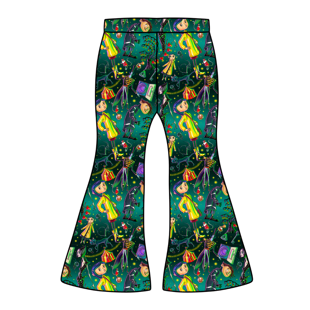 Button Eyes Mod Adult Flare Bamboo Pants - Pre Order