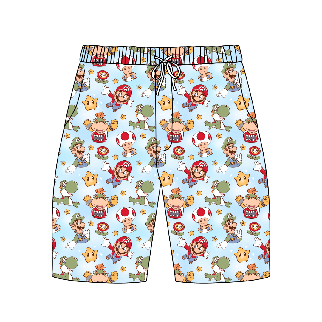Dino Might Chill Extended Length Adult Pajama Bamboo Shorts - Pre Order