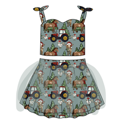 Farmhouse Christmas Glimmer Tulle Skirt Set - Knit - Pre Order - Christmas Special
