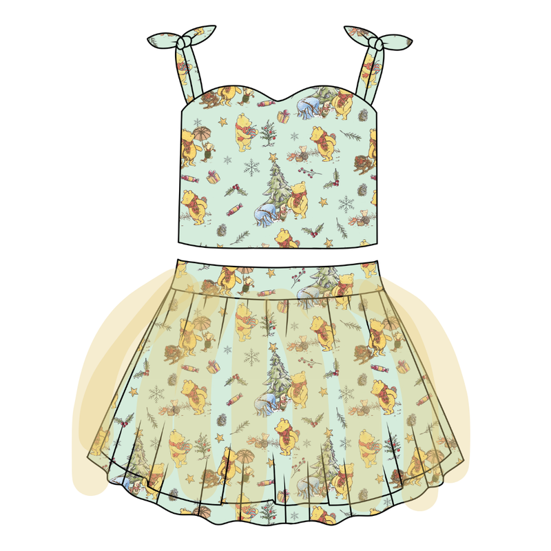 Woodland Christmas Wishes Glimmer Tulle Skirt Set - Knit - Pre Order - Christmas Special