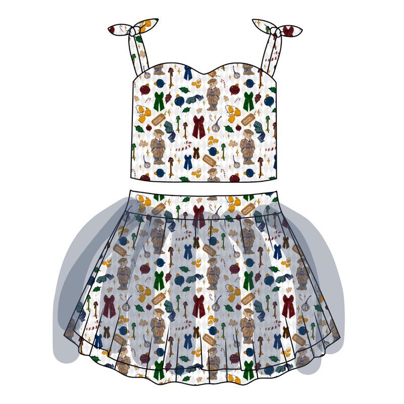 Holly & Plaid Glimmer Tulle Skirt Set - Knit - Pre Order - Christmas Special