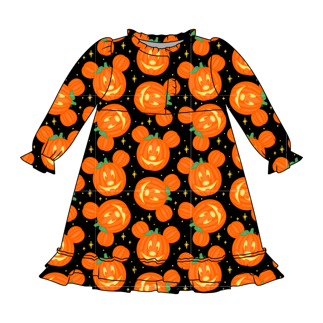 Pumpkin Ears Emerald Bamboo Long Sleeve Lounge Dress - PRE ORDER