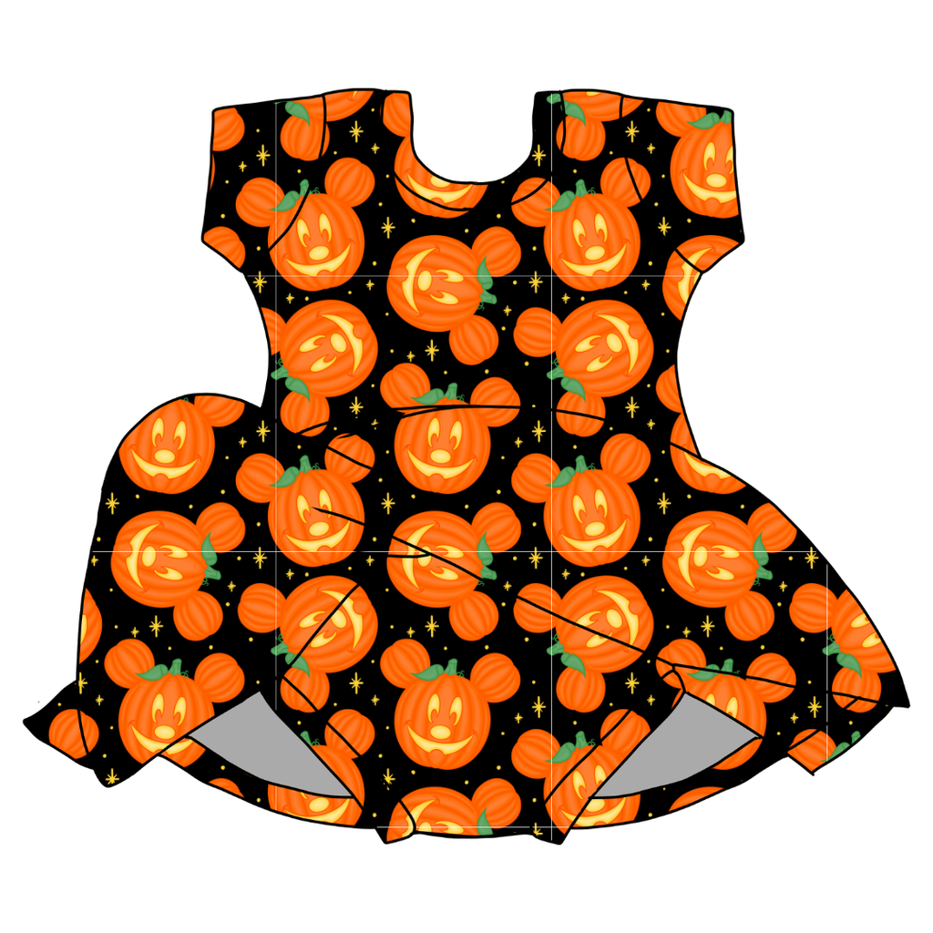 Pumpkin Ears - Chic Short sleeve Skirted Leotard Knit - PRE ORDER