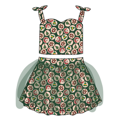 Christmas Cookies Glimmer Tulle Skirt Set - Knit - Pre Order - Christmas Special