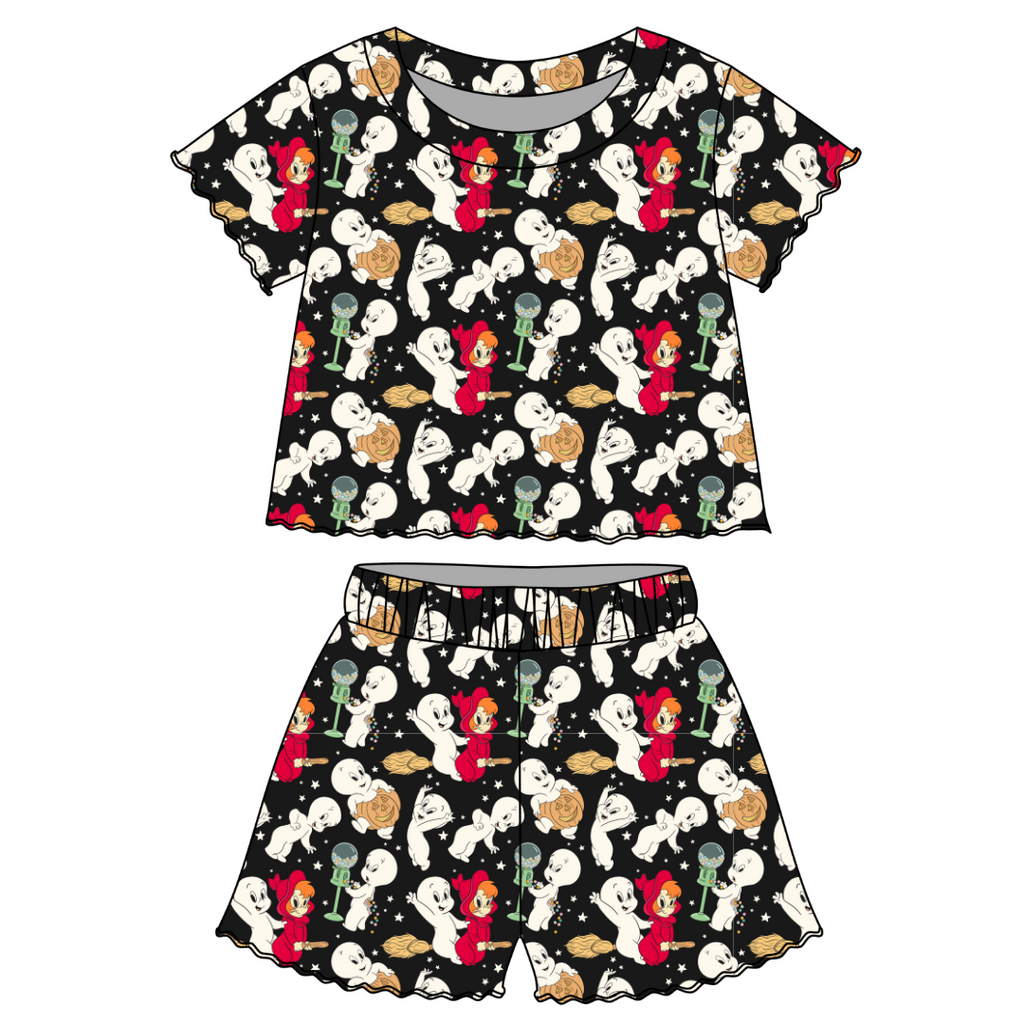 Favorite Ghost - Orchid Ruffle Short Sleeve Short Set Bamboo - PRE ORDER