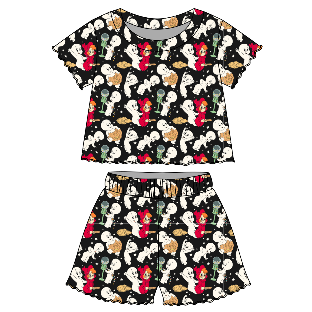 Favorite Ghost - Orchid Ruffle Short Sleeve Short Set Bamboo - PRE ORDER