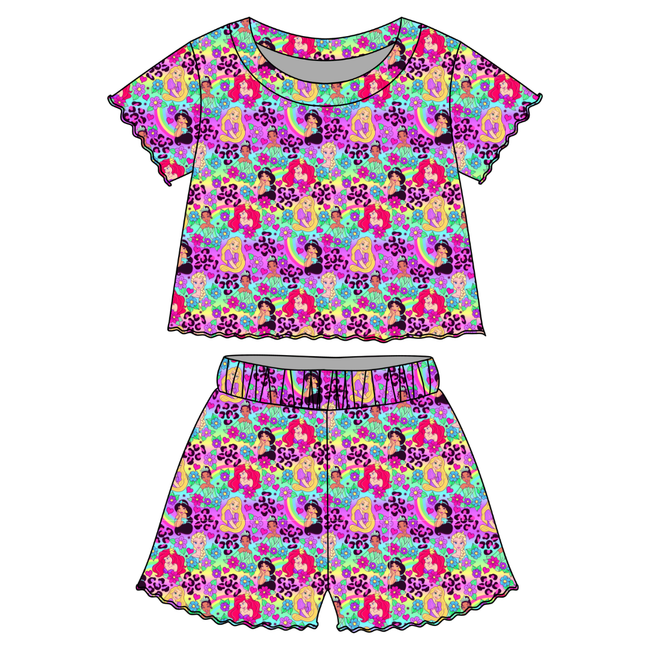 Dream Girl Era Orchid Ruffle Short Sleeve Short Set Bamboo - PRE ORDER